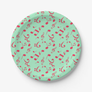 Music pattern paper plate