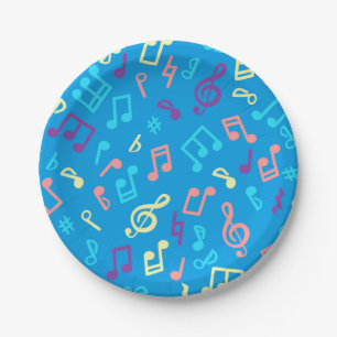 Music pattern paper plate