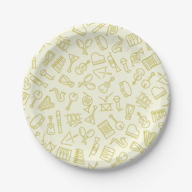 Music pattern paper plate (Front)