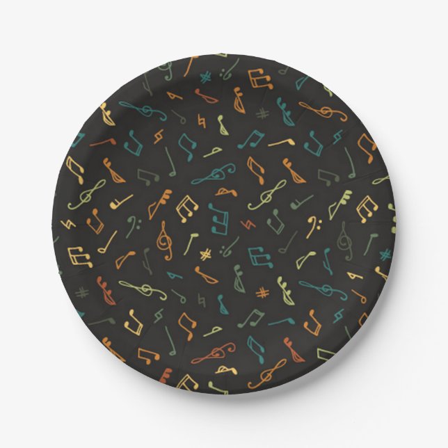 Music pattern paper plate (Front)