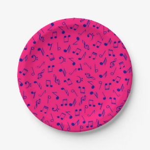 Music pattern paper plate