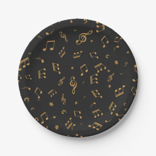 Music pattern paper plate
