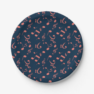 Music pattern paper plate