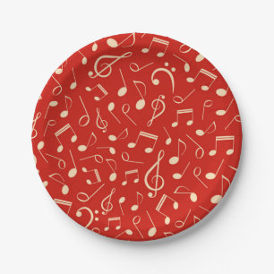 Music pattern paper plate