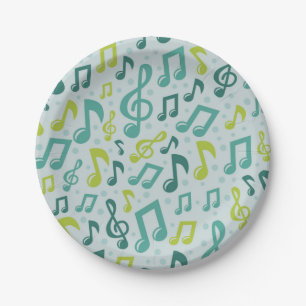 Music pattern paper plate
