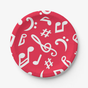 Music pattern paper plate
