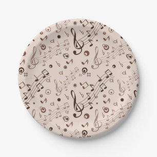 Music pattern paper plate