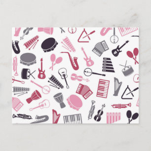 Music pattern postcard