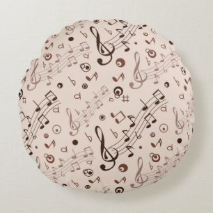 Music pattern round cushion