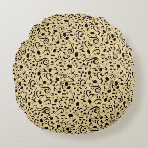 Music pattern round cushion