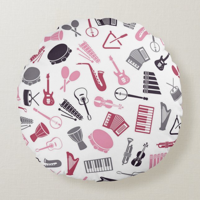 Music pattern round cushion (Front)