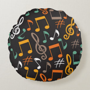 Music pattern round cushion