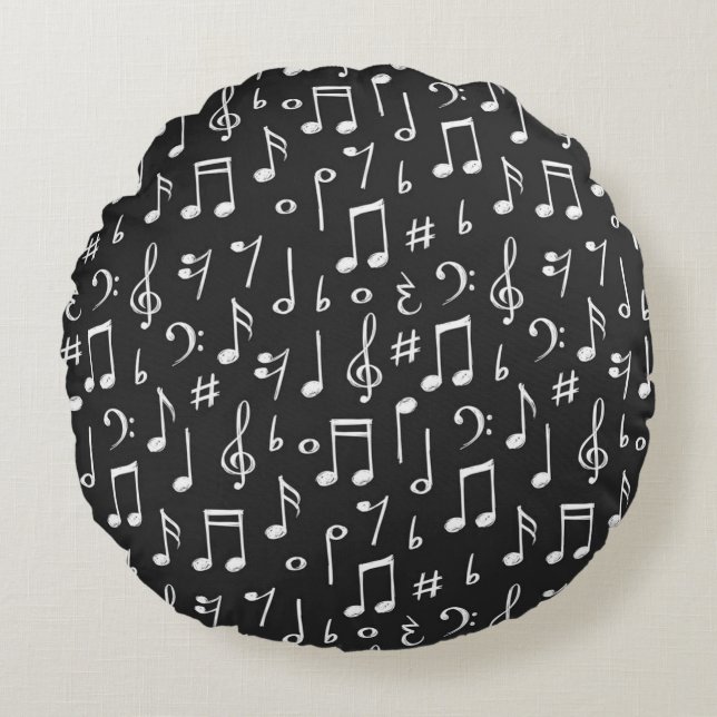 Music pattern round cushion (Front)