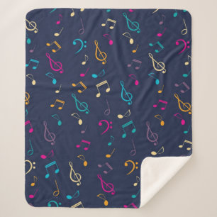 Music pattern sherpa blanket