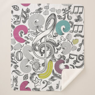 Music pattern sherpa blanket