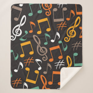 Music pattern sherpa blanket