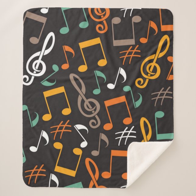 Music pattern sherpa blanket (Front)