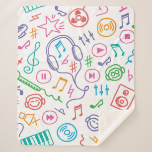 Music pattern sherpa blanket