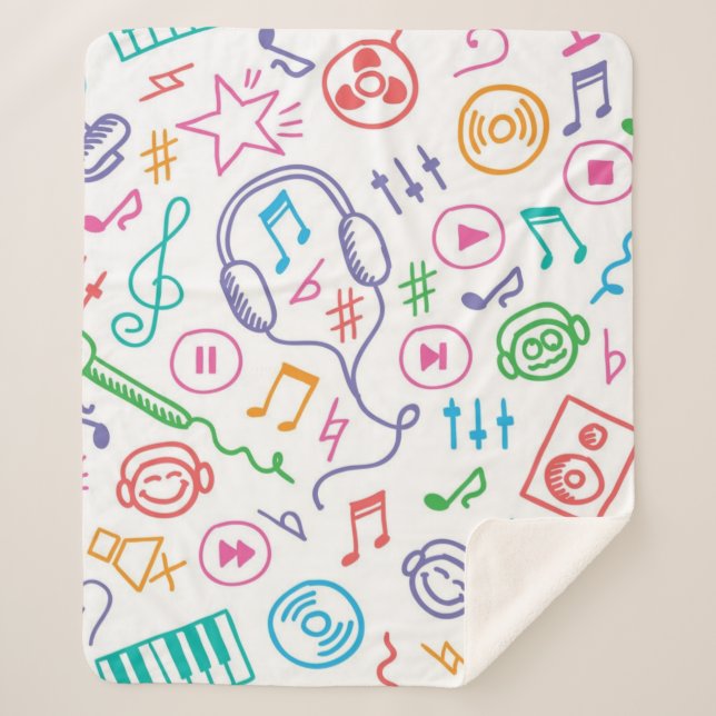 Music pattern sherpa blanket (Front)
