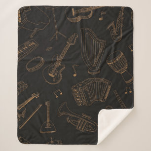 Music pattern sherpa blanket