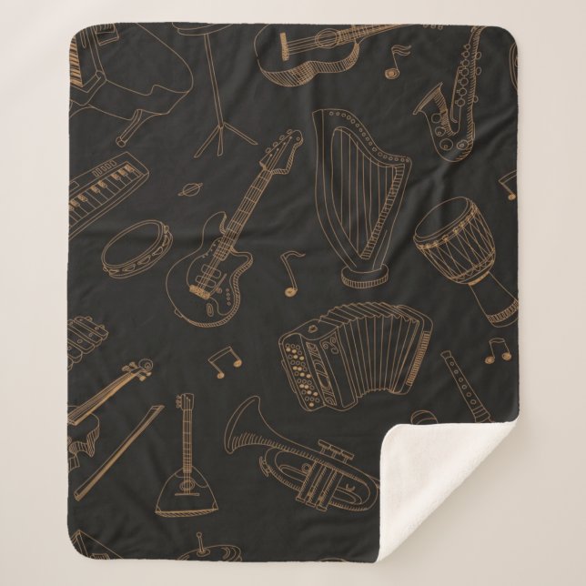 Music pattern sherpa blanket (Front)