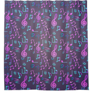 Music pattern shower curtain