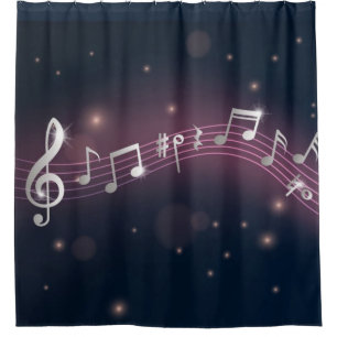 Music pattern shower curtain