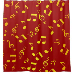 Music pattern shower curtain