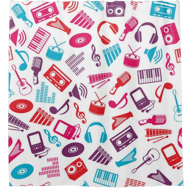 Music pattern shower curtain (Front)