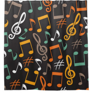 Music pattern shower curtain