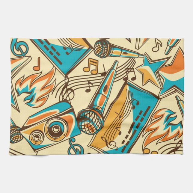 Music pattern tea towel (Horizontal)