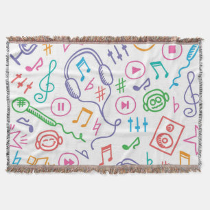 Music pattern throw blanket