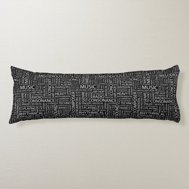 MUSIC pattern word cloud Body Cushion (Front)