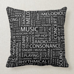 MUSIC pattern word cloud Cushion