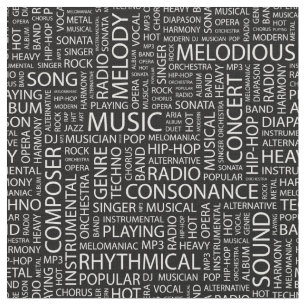 MUSIC pattern word cloud Fabric