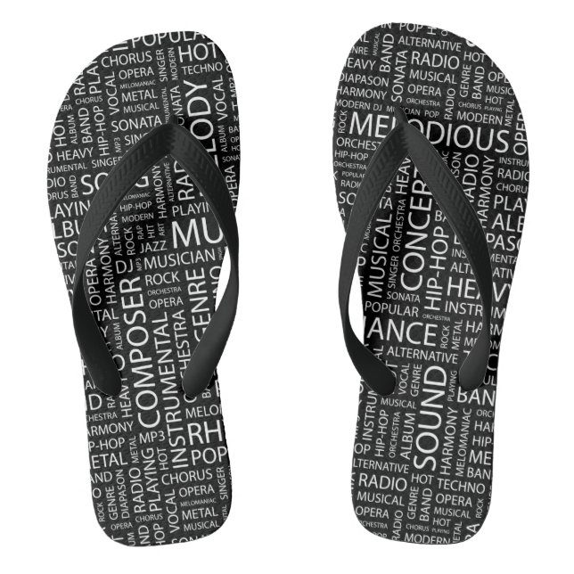 MUSIC pattern word cloud Jandals (Footbed)