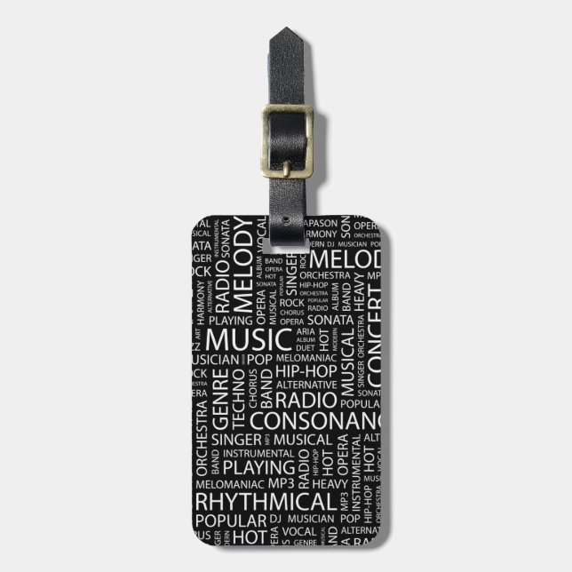 MUSIC pattern word cloud Luggage Tag (Front Vertical)