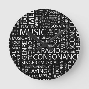 MUSIC pattern word cloud Round Clock