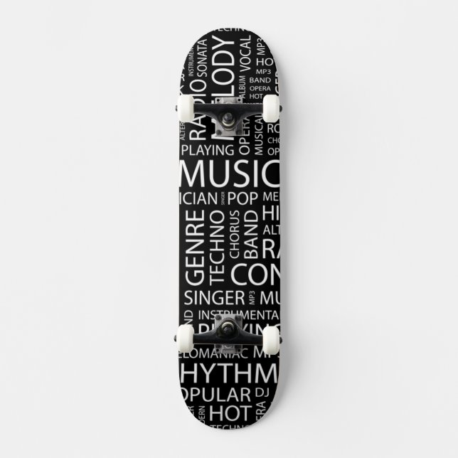 MUSIC pattern word cloud Skateboard (Front)