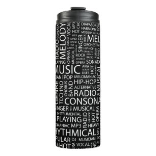 MUSIC pattern word cloud Thermal Tumbler