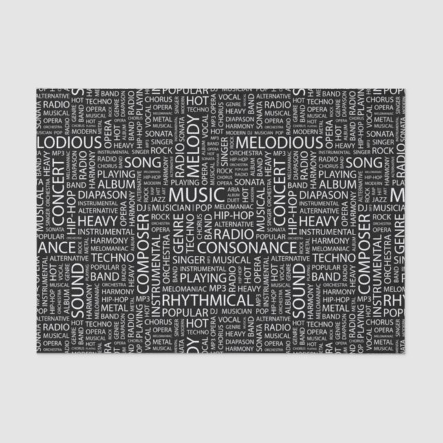 MUSIC pattern word cloud Tissue Paper (Front)