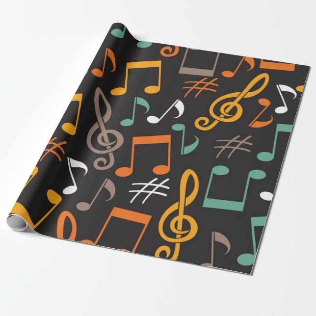 Music pattern wrapping paper (Unrolled)