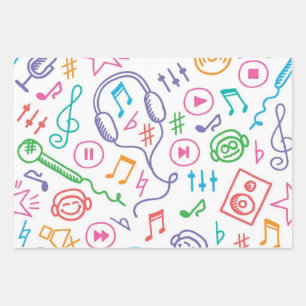 Music pattern wrapping paper sheet