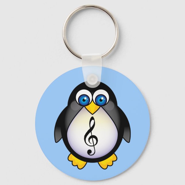 Music Penguin Treble Clef Key Ring (Front)