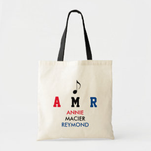 music personalised / monogrammed / custom initials tote bag