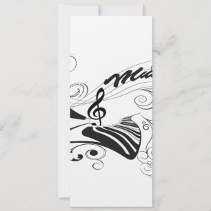 Music, piano and clef with floral elements invitation