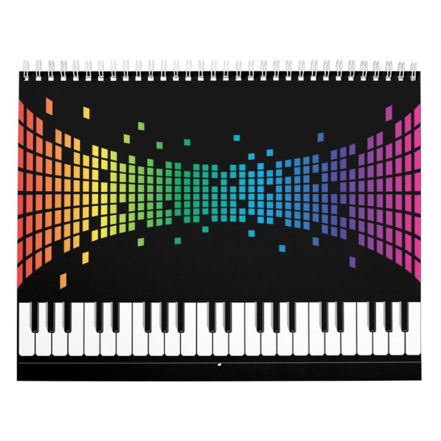 Music piano instrumental keyboard multicolored calendar (Cover)