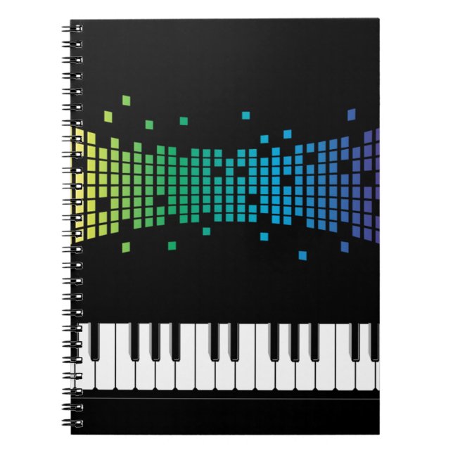 Music piano instrumental keyboard multicolored notebook (Front)