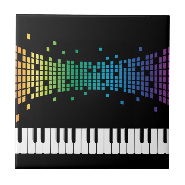 Music piano instrumental keyboard multicolored tile (Front)