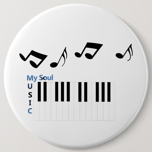 Music Piano Key Music Note 6 Cm Round Badge (Front)